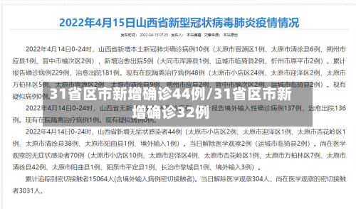 31省区市新增确诊44例/31省区市新增确诊32例