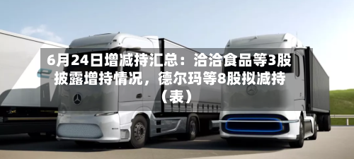 6月24日增减持汇总：洽洽食品等3股披露增持情况，德尔玛等8股拟减持（表）-第2张图片